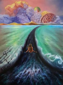 Surrealistic oil painting: THOUGHT EXPERIMENT (Altrealism)